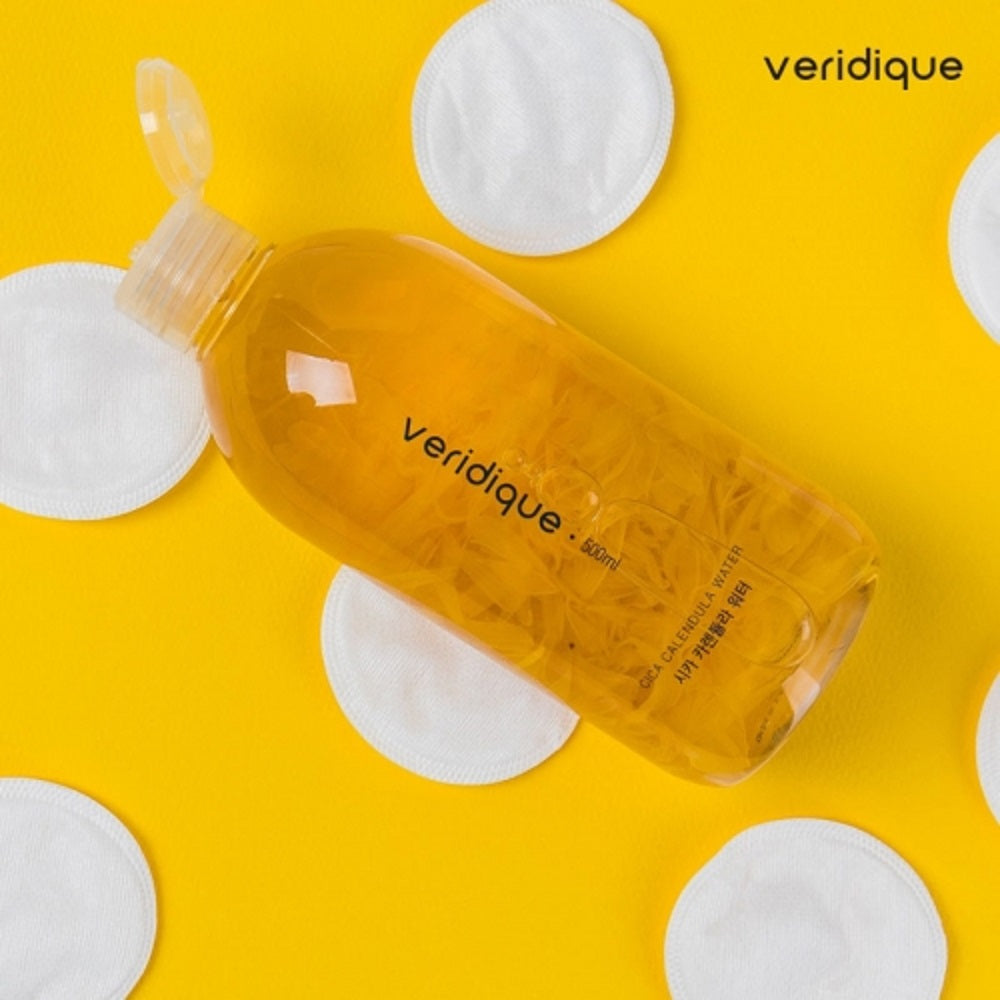 Veridique Cica Calendula Water Toner, Calendula toner, Cica skincare, Hydrating toner, Soothing toner, Korean beauty, Skin calming, Moisturizing toner, Sensitive skin care, Natural skincare, Beauty products, Cosmetics, Skincare routine, Refreshing toner, Gentle skincare.