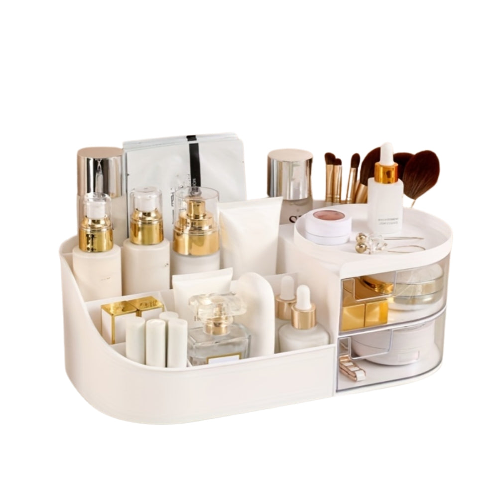 Large Capacity Cosmetic Storage Box with Clear Drawer Multi functional Makeup Organizer