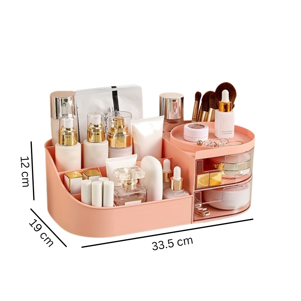 Large Capacity Cosmetic Storage Box with Clear Drawer Multi functional Makeup Organizer