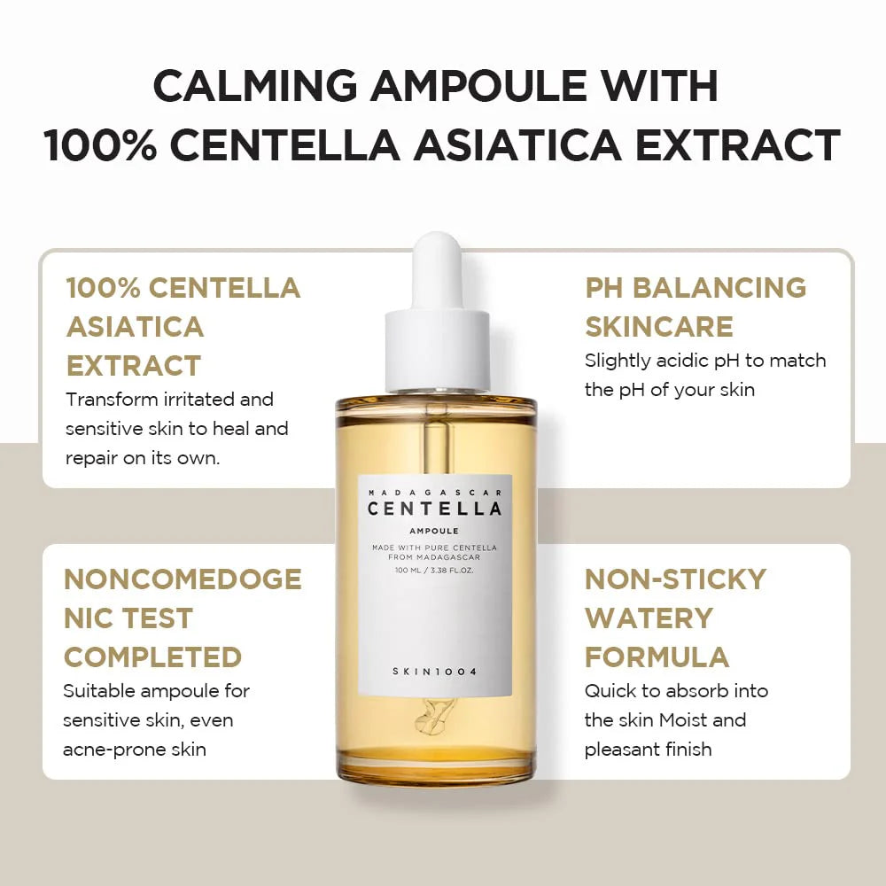 SKIN1004 MADAGASCAR CENTELLA ASIATICA 100 AMPOULE, Centella Asiatica ampoule, Korean skincare, SKIN1004 ampoule, anti-aging skincare, hydrating ampoule, SKIN1004 skincare, natural skincare, skincare routine, skin repair ampoule