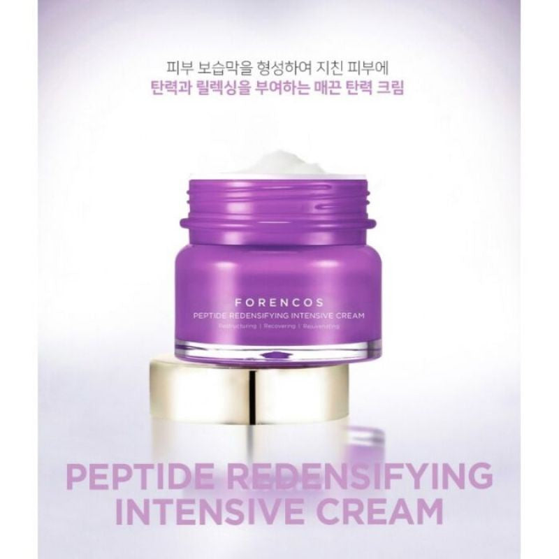 FORENCOS PEPTIDE REDENSIFYING INTENSIVE CREAM, Peptide cream, Redensifying skincare, Anti-aging cream, Korean skincare, Firming cream, Hydrating moisturizer, Skin rejuvenation cream, Premium skincare, Wrinkle care cream