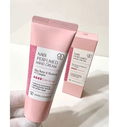 "Amore Pacific Nabi Perfumed Hand Cream, Korean beauty hand cream, Perfumed hand lotion, Moisturizing hand cream, Nourishing hand treatment, Luxury skincare product, Floral scented hand cream, Hydrating hand care, Softening hand moisturizer, Elegant hand cream"