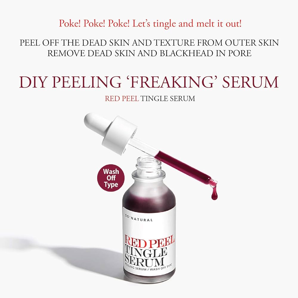 SO NATURAL RED PEEL TINGLE SERUM Korean skincare exfoliating serum tingle serum SO NATURAL skincare chemical exfoliation skin renewal serum radiant complexion