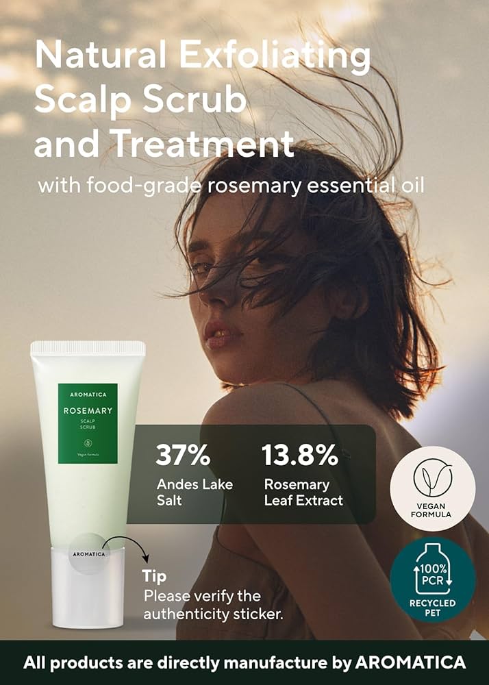 AROMATICA Rosemary Scalp Scrub, Scalp exfoliation, Natural scalp care, Rosemary hair scrub, Vegan hair care, Korean beauty products, Hair detox treatment, Organic scalp treatment, Dry scalp remedy, Hair and scalp exfoliant.