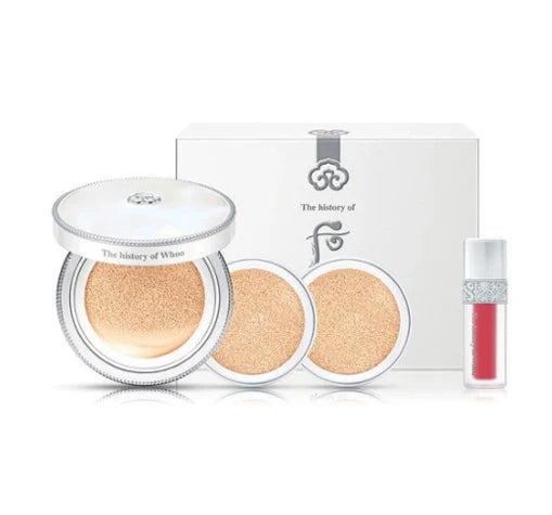 High Pigment, Long-Lasting, Professional Quality, Flawless Finish, All-Day Wear, Vibrant Colors, Luxury Formula, Skin-Perfecting, Ultra Blendable, Full Coverage, Silky Texture, Lightweight Feel, Hydrating, Nourishing Ingredients, Smudge-Proof,  The History of Whoo, Gongjinyang Seol Radiant White Moisture Cushion Foundation Special Set, Korean skincare, Luxury skincare, K-beauty, Cushion foundation set, Whoo skincare, Korean beauty products, Radiant complexion