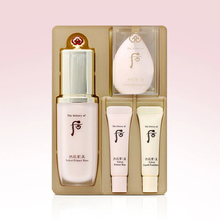 High Pigment, Long-Lasting, Professional Quality, Flawless Finish, All-Day Wear, Vibrant Colors, Luxury Formula, Skin-Perfecting, Ultra Blendable, Full Coverage, Silky Texture, Lightweight Feel, Hydrating, Nourishing Ingredients, Smudge-Proof, The History of Whoo, Gongjinhyang Velvet Primer Base Special Set, Korean skincare, Luxury skincare, K-beauty, Primer base set, Whoo skincare, Korean beauty products