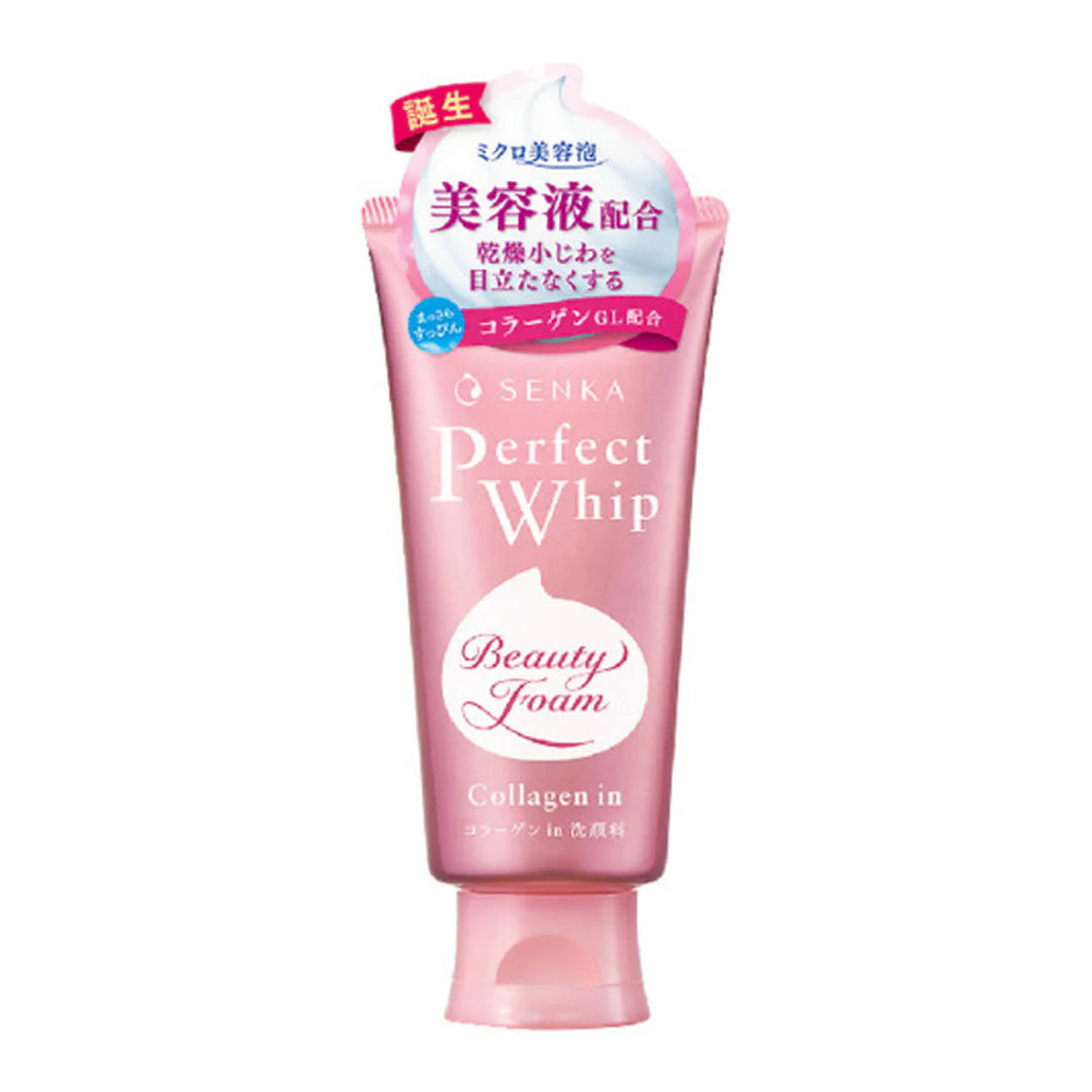 SHISEIDO SENKA PERFECT WHIP BEAUTY COLLAGEN, Japanese skincare, collagen cleanser, foam cleanser, SHISEIDO SENKA cleanser, beauty collagen, collagen skincare, anti-aging cleanser