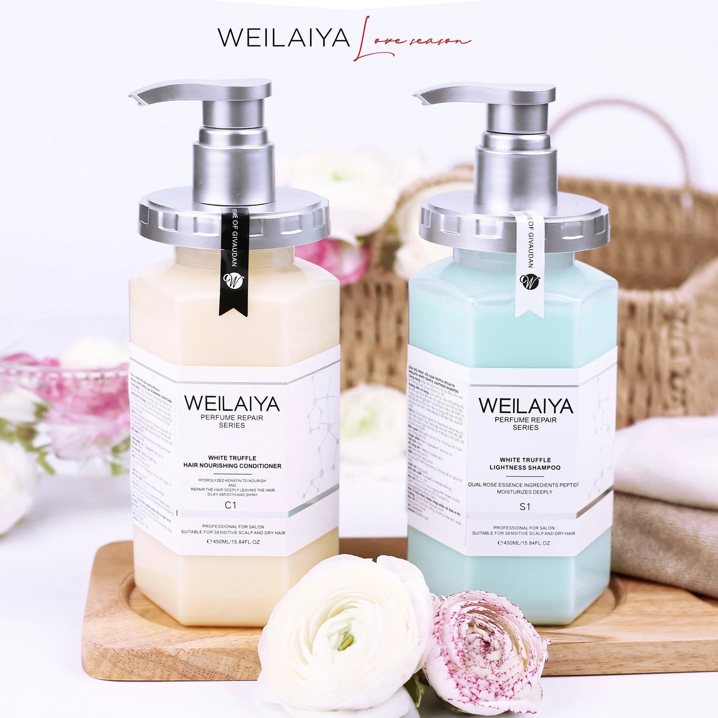 Weilaiya Luxury White Truffle Hair Repair Set, Hair repair set, White truffle hair care, Luxury hair treatment, Hair repair conditioner, Hydrating shampoo, Beauty products, Cosmetics, Hair care routine, Nourishing hair mask, Hair treatment set, Moisturizing hair care, Hair care essentials, Scalp treatment, Smooth and shiny hair.