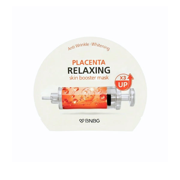 The packaging of the BNBG SKIN BOOSTER MASK 10Pcs, claims anti-wrinkle and whitening benefits with a skin booster indicator showing 'X3 UP'. Available to buy at MyAllures.