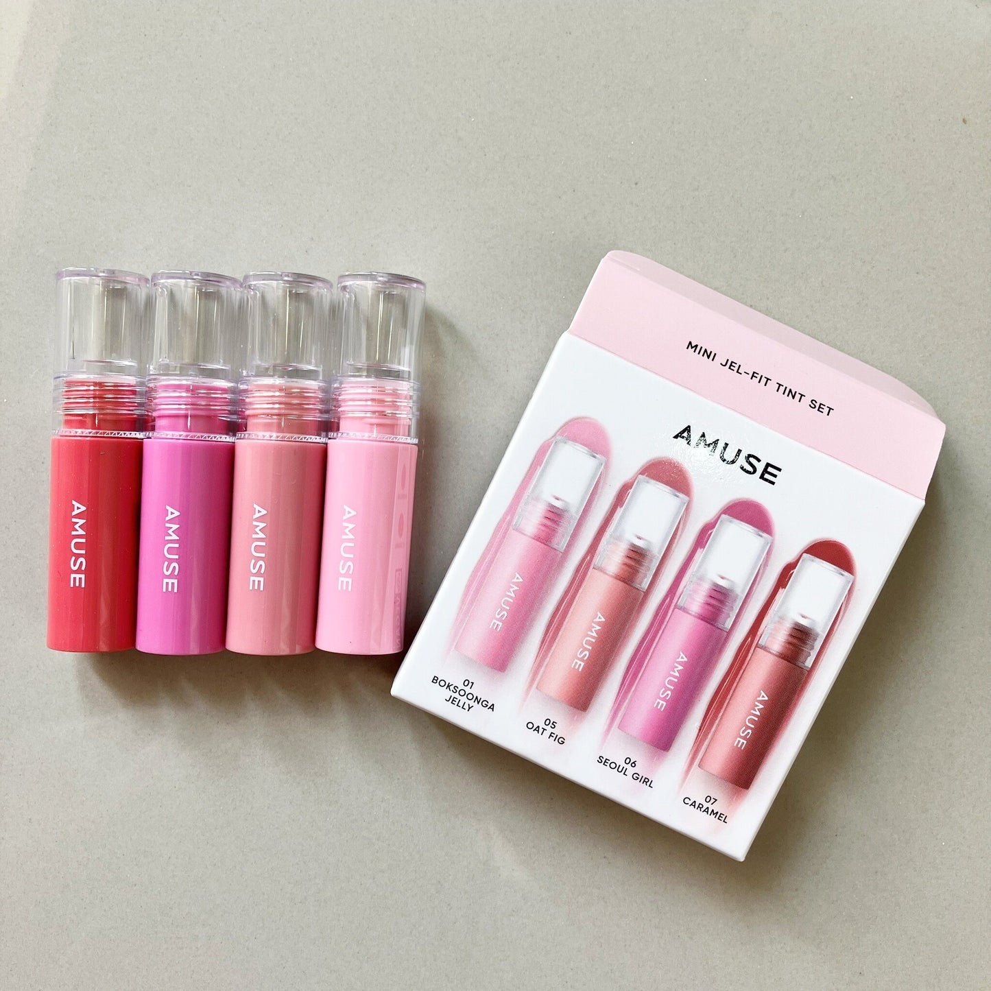 Amuse Mini Jel-Fit Tint Set, Mini Lip Tint Collection, Korean Beauty Lip Tints, Moisturizing Lip Stains, Long-Lasting Lip Colors, Vibrant Lip Tint Shades, Hydrating Lip Stain Set, Travel-Friendly Makeup Set, Lip Tint Gift Set, Cute Makeup Miniatures