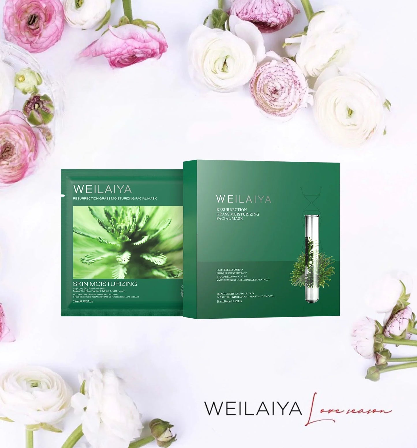 Weilaiya Resurrection Grass Moisturizing Facial Mask, Resurrection grass mask, Moisturizing mask, Facial sheet mask, Korean skincare, Hydrating mask, Beauty products, Cosmetics, Skincare routine, Nourishing mask, Radiant skin, Skin care regimen, Beauty essentials, Natural ingredients, Face mask.