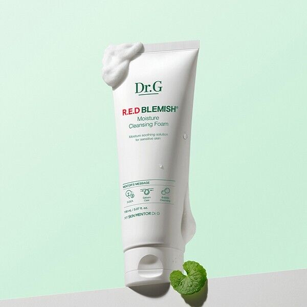 "DR.G Red Blemish Moisture Cleansing Foam, Korean Cleansing Foam, Moisturizing Facial Cleanser, Blemish Control Cleanser, Gentle Face Wash, Skin Purifying Foam, Acne Care Cleanser, Oil Control Cleansing Foam, Daily Skincare Routine"