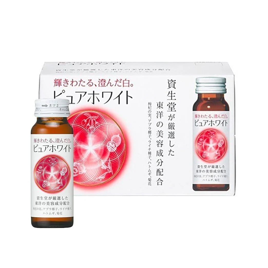 SHISEIDO PURE WHITE BEAUTY DRINK, beauty supplement, skin brightening drink, collagen drink, Japanese beauty, whitening supplement, beauty from within, skin radiance, anti-aging drink