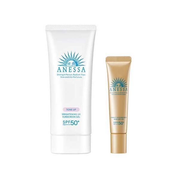 "Anessa Tone Up Brightening UV Sunscreen Gel: Enhance your glow with SPF protection. Lightweight and brightening for all-day radiance. Experience sun care perfection!"